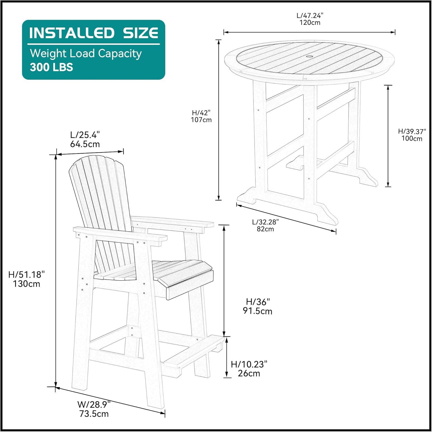 Ceballos Patio Bar Table Set High Top Outdoor Table And Chairs Set Of 5 Bar Table & Stools Set With Tall Adirondack Chairs Set For 4