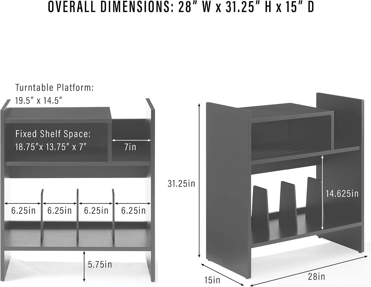 Portland Dark Brown MDF Turntable Stand with Cabinet