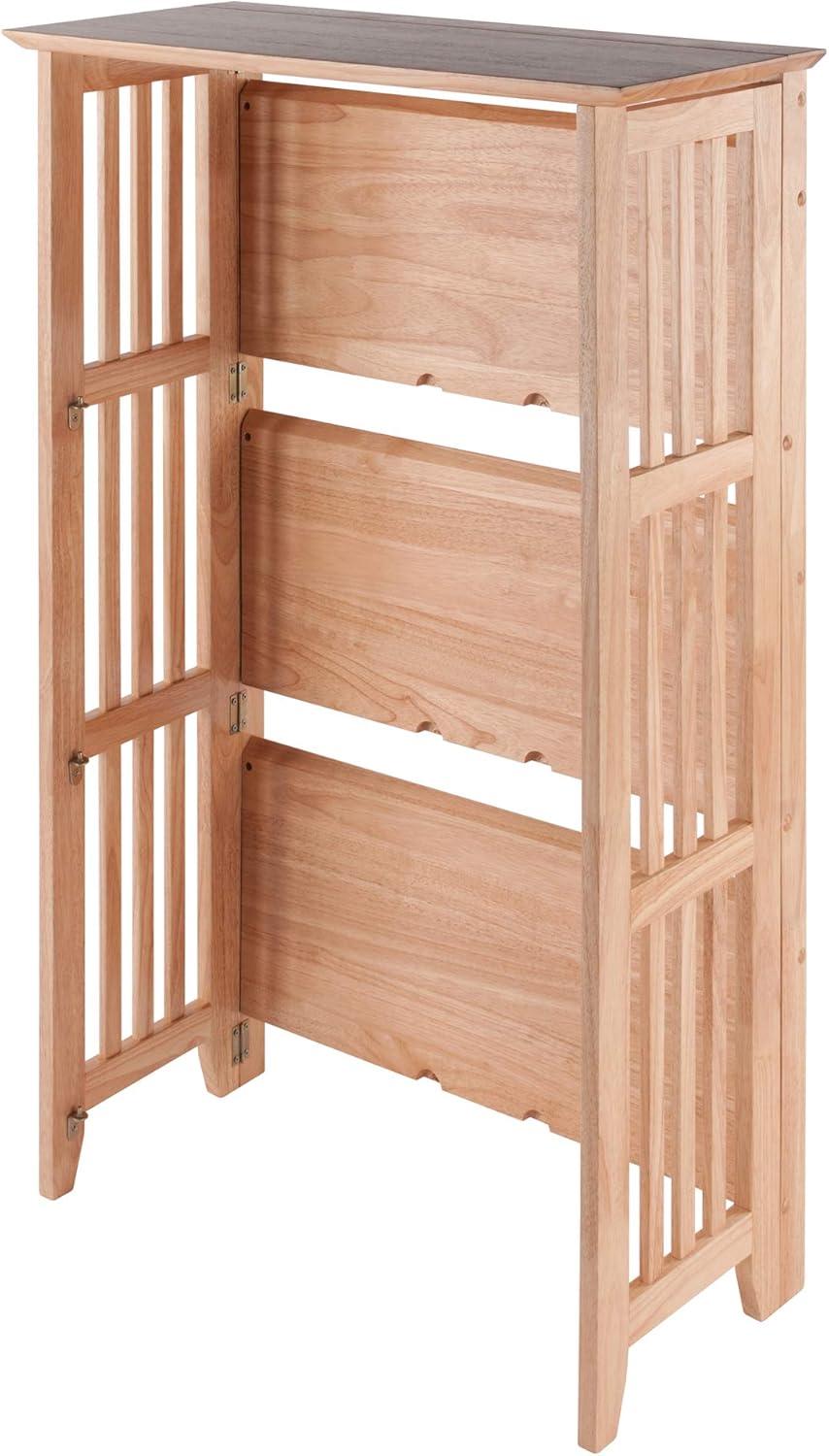 42" 4 Tier Foldable Bookshelf Natural - Winsome: Beech Wood, Slatted-Side, Home Office Storage