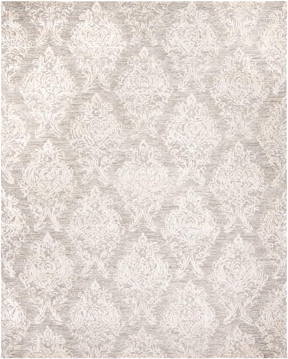 Ivory and Gray Hand-Tufted Wool and Viscose 9' x 12' Area Rug