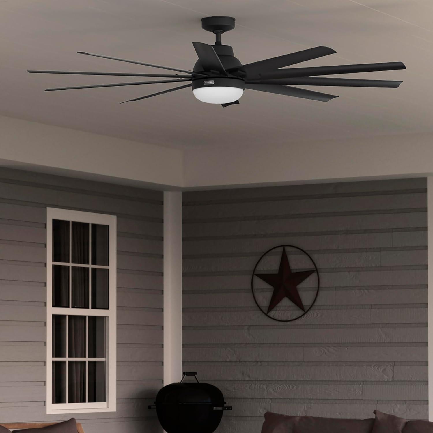 Overton 10 - Blade Standard Ceiling Fan with Wall Control and Light Kit Included