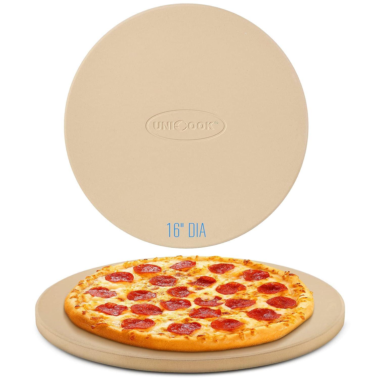 LIFETIME FLOORING LLC Pizza Stone Round 16 Inch For Grill And Oven, Large Cordierite Baking Stone For Bread, Safe Circular Cooking Stone For Grill 16", Easy To Clean