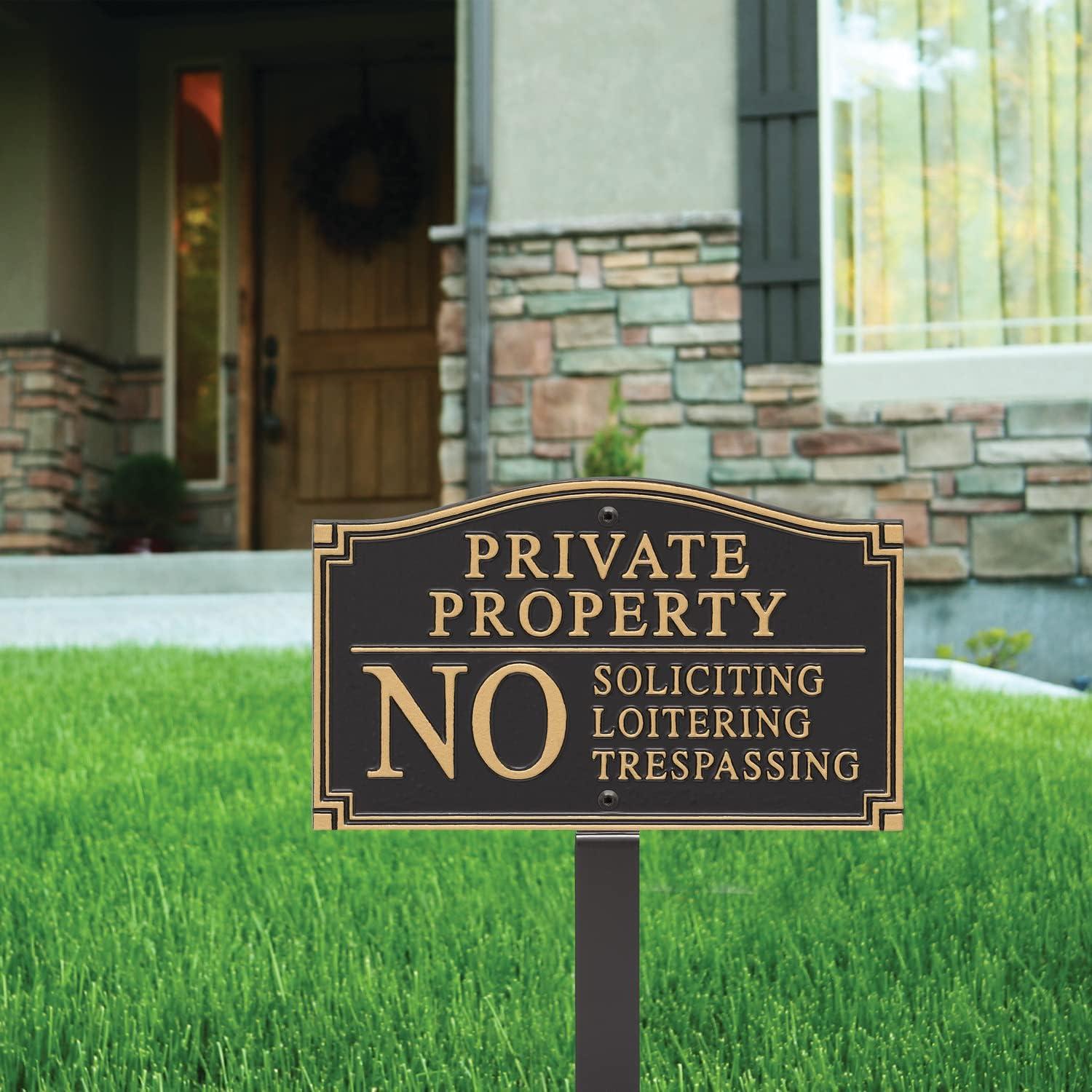 Black and Gold Aluminum Private Property Sign with Stake