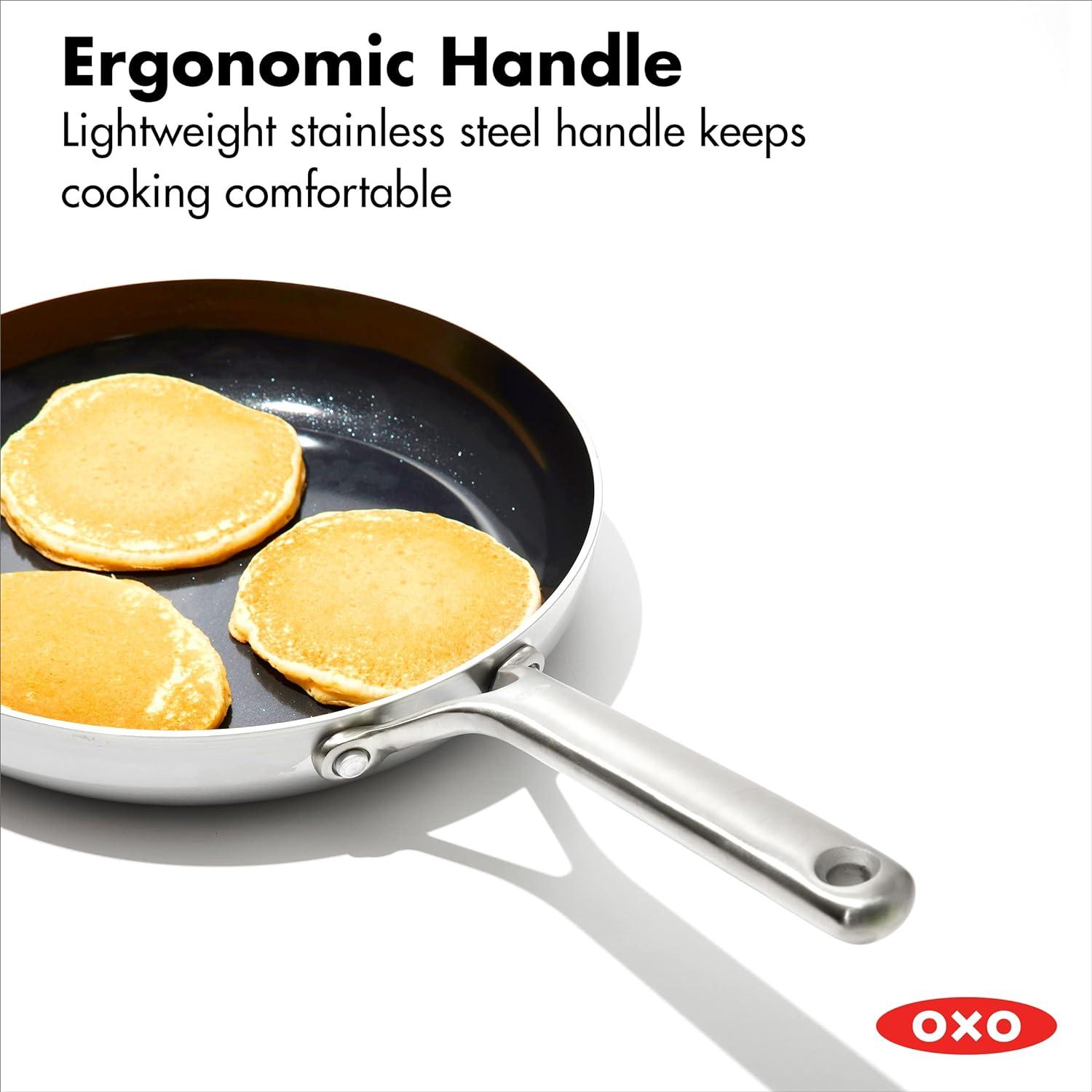 OXO Mira 3-Ply Stainless Steel Non-Stick Frying Pan Set, 8" And 10"