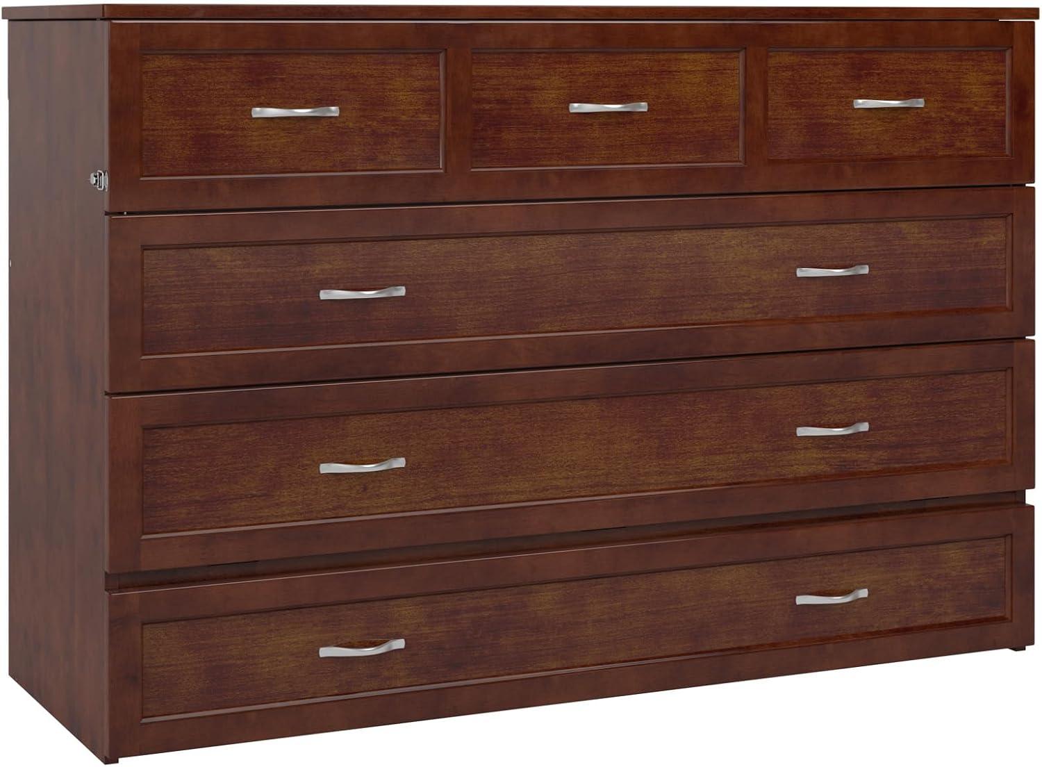 Queen Northfield Murphy Bed Chest Walnut - AFI: Hardwood Frame, Built-In USB Ports & Storage Drawer
