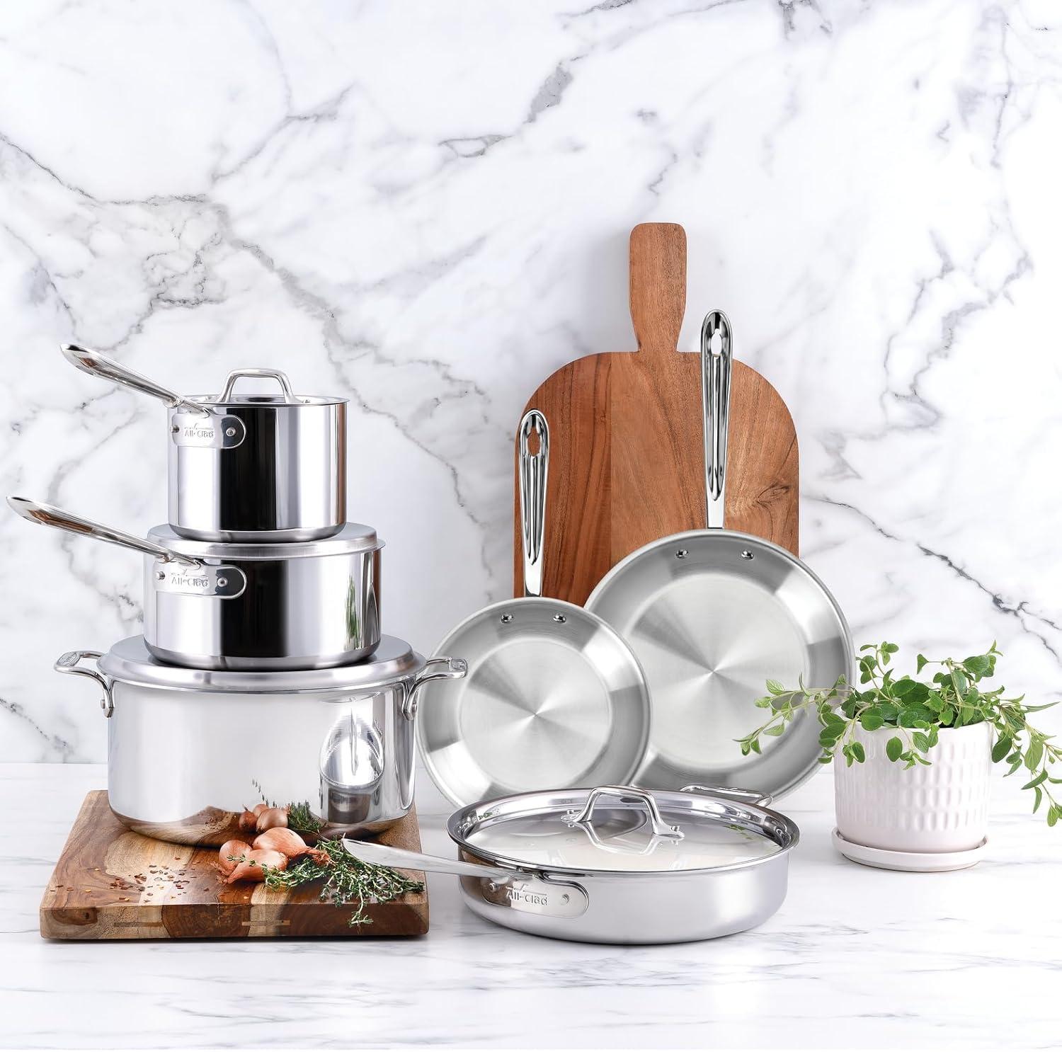 All-Clad D3 3-Ply Stainless Steel 10 Piece Cookware Set