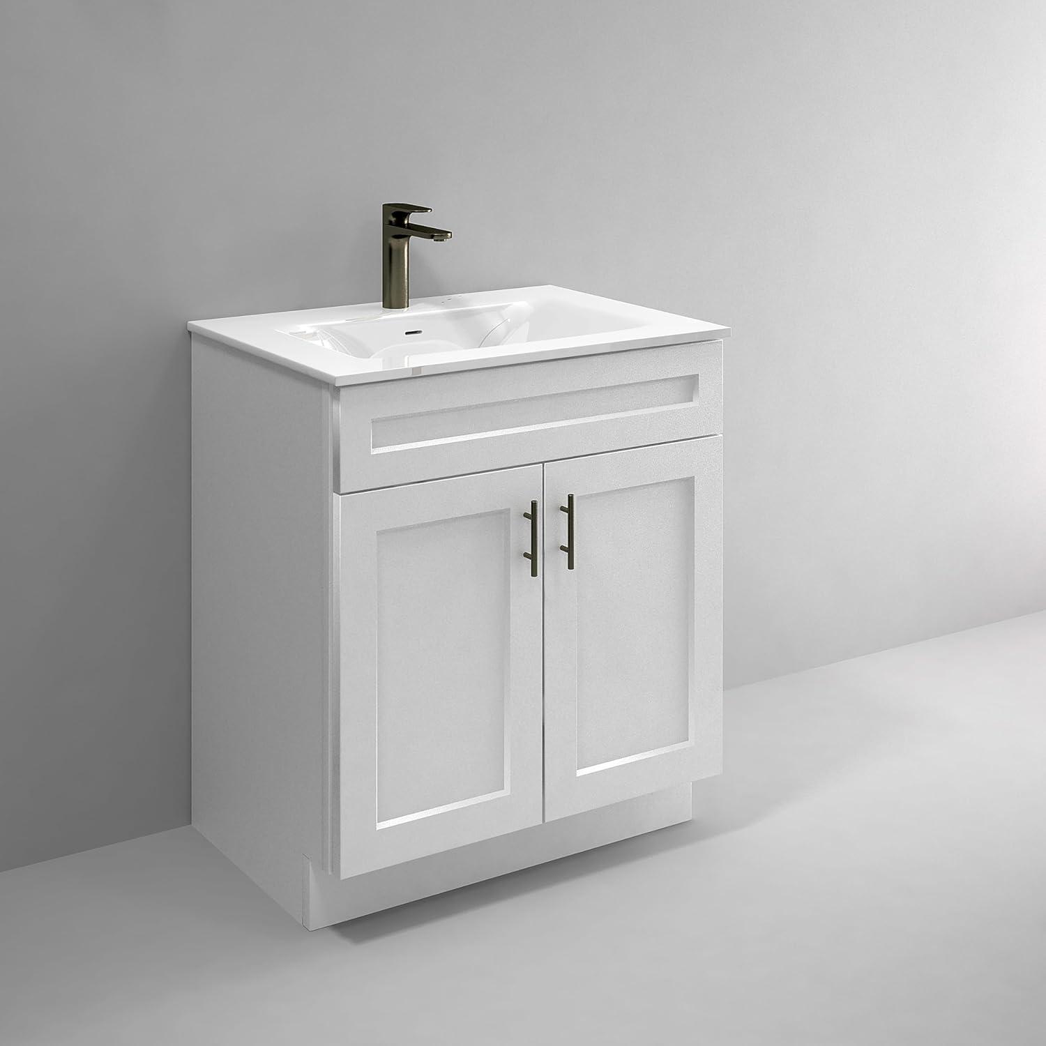 White Shaker Sink Base Bathroom Vanity Ready-to-Assemble Cabinet 30" Width