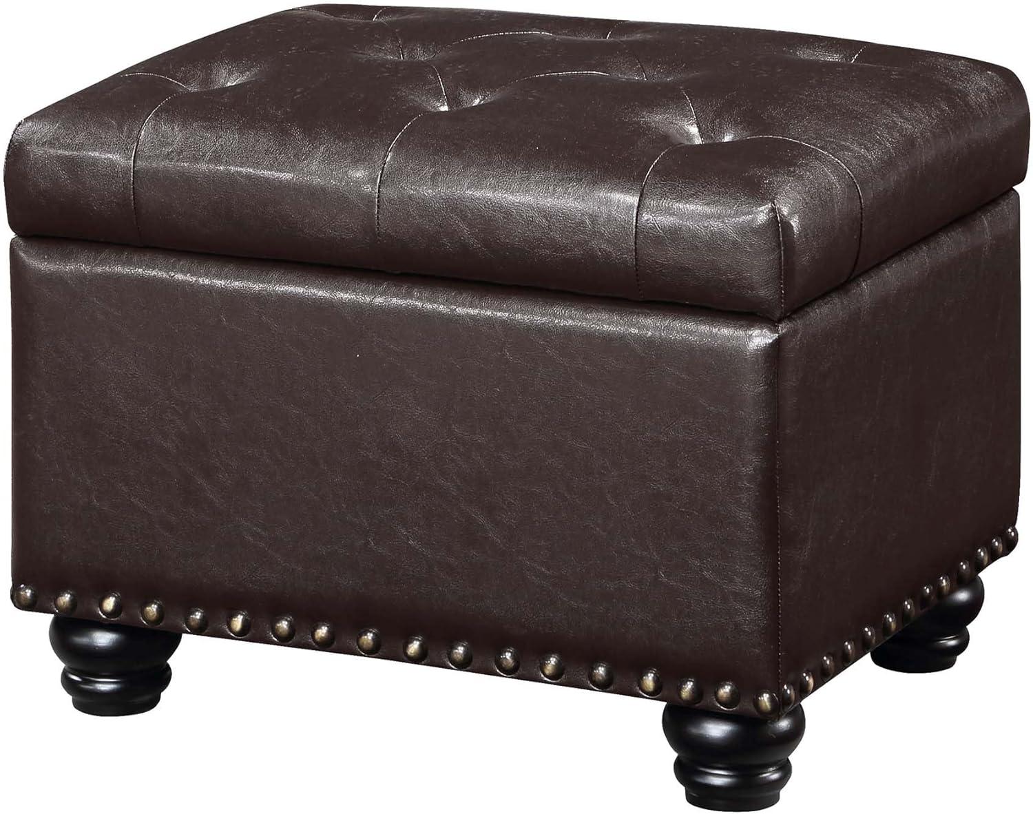 Designs4Comfort 5th Avenue Storage Ottoman in Espresso Faux Leather