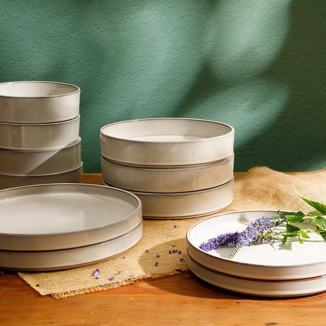 Moonstone White Ceramic 16-Piece Dinnerware Set