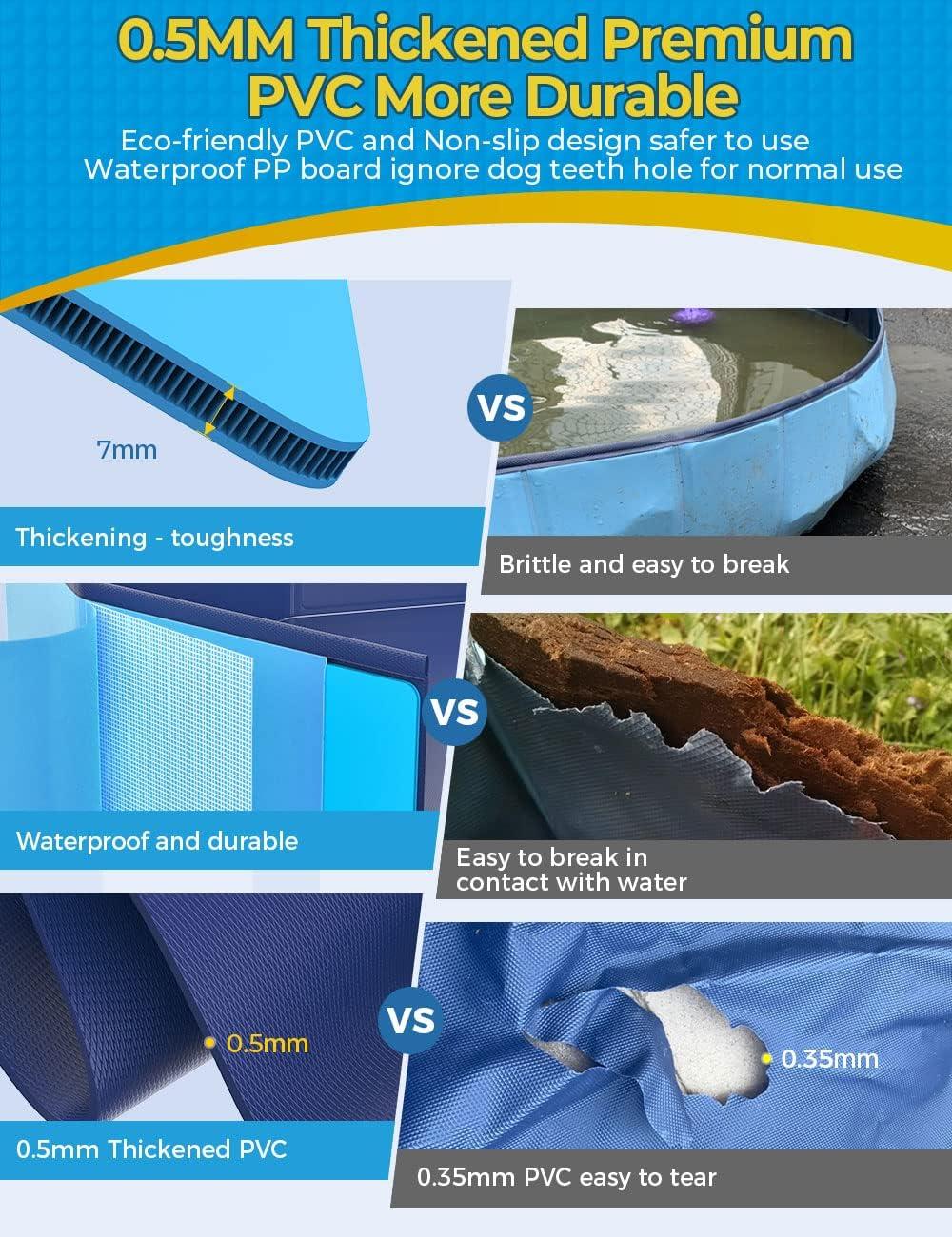 Large Blue Foldable Round PVC Dog and Kiddie Pool