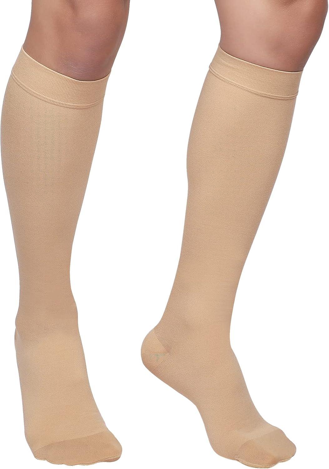 Truform Stockings, Knee High, Closed Toe: 20-30 mmHg, Beige, Medium