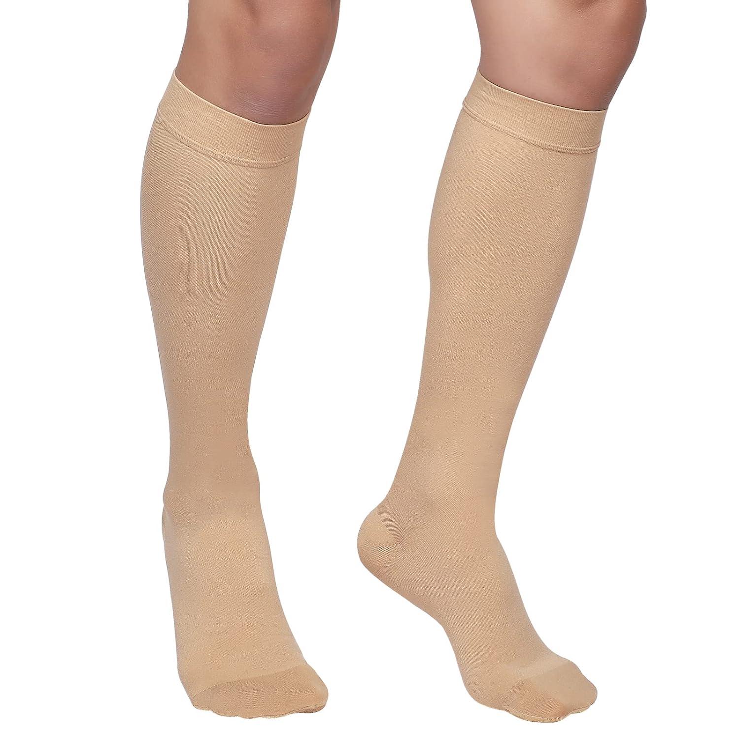 Truform Stockings, Knee High, Closed Toe: 20-30 mmHg, Beige, Medium