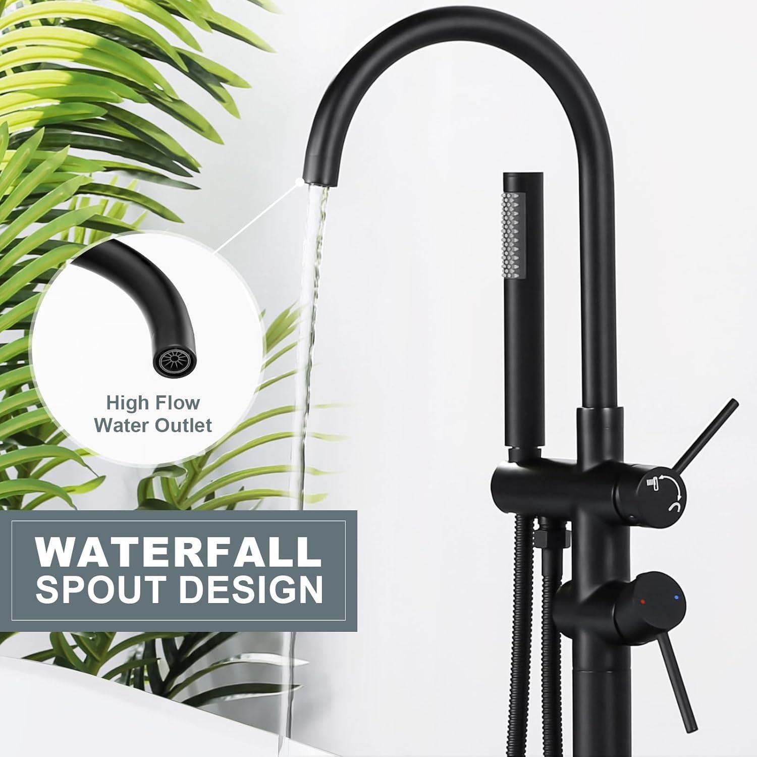 Tub Faucet Floor Tub Spout with Diverter Freestanding Bathtub Faucet Fillter