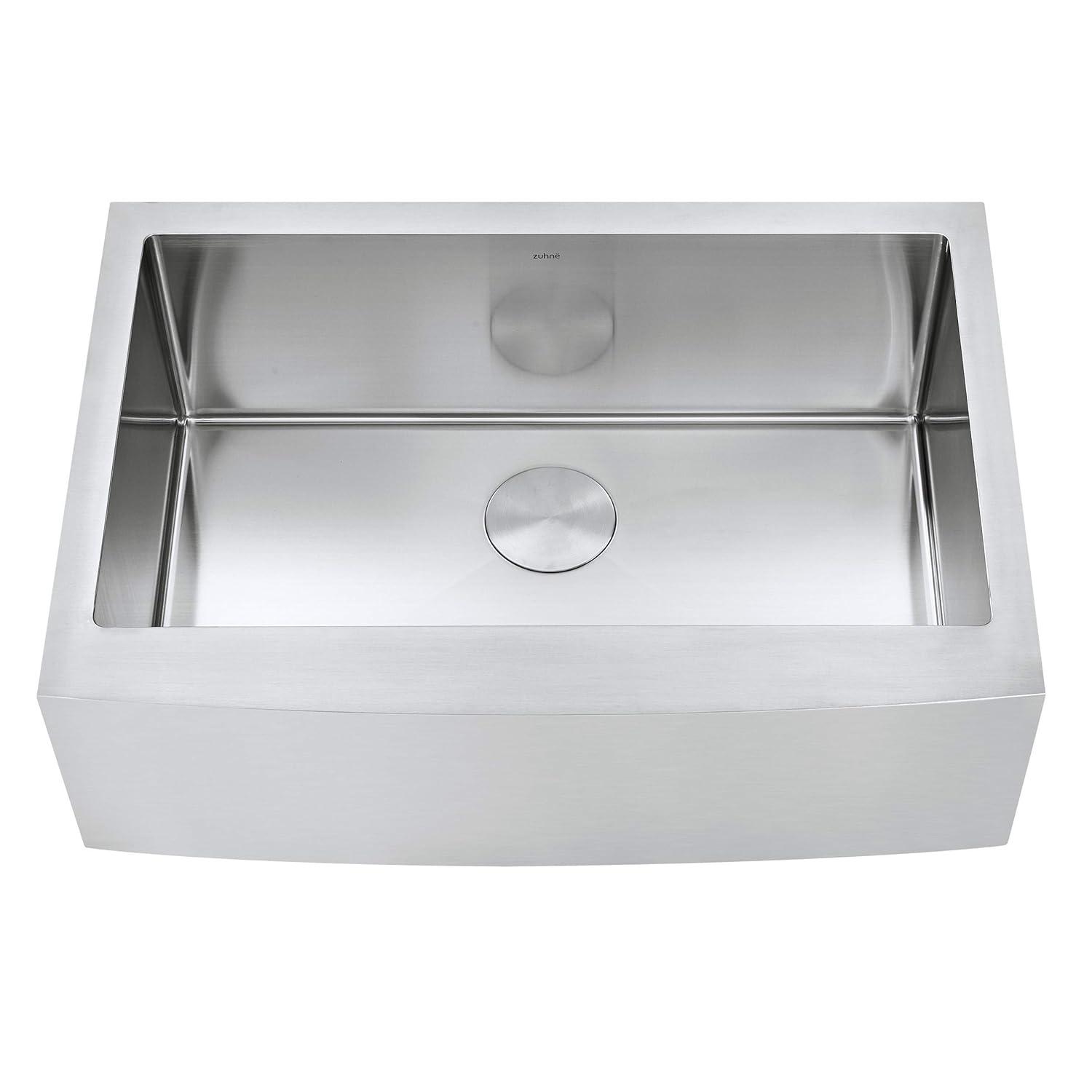 Prato 30 in. Single Bowl Farmhouse Curved Apron Front Stainless Steel Kitchen Sink 16-Gauge