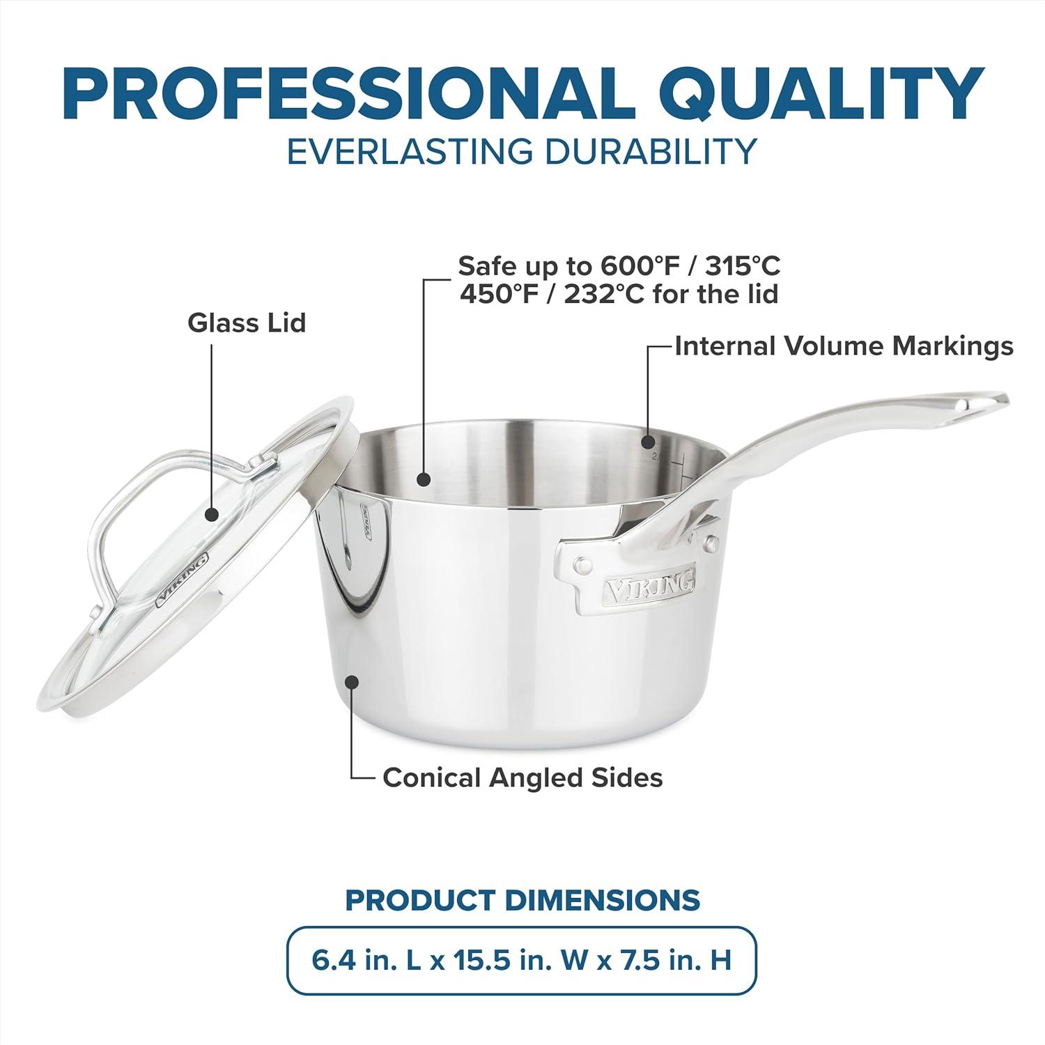 Viking Viking Contemporary 3-Ply Sauce Pan with Glass Lid