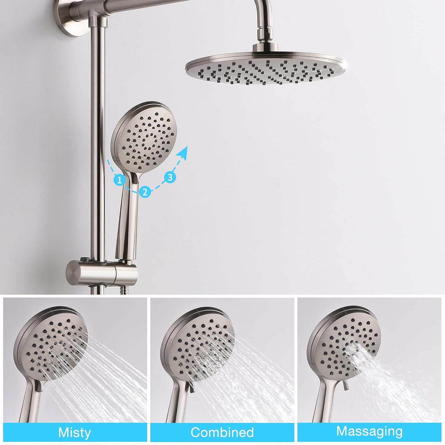 Nickel Adjustable Rain and Handheld Shower System