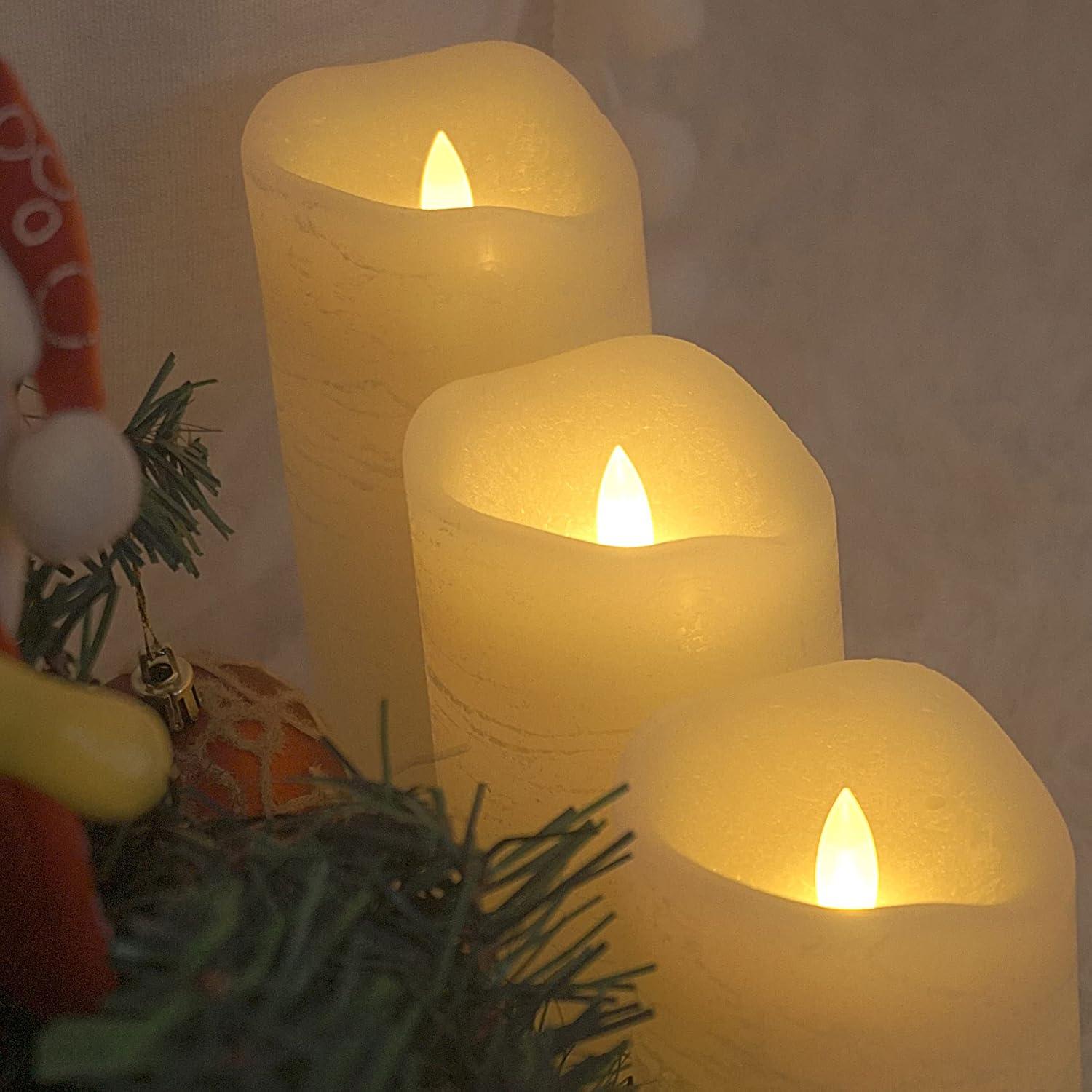 Battery Operated Flameless Candles with Remote Timer - Realistic Flickering - 3 Pack