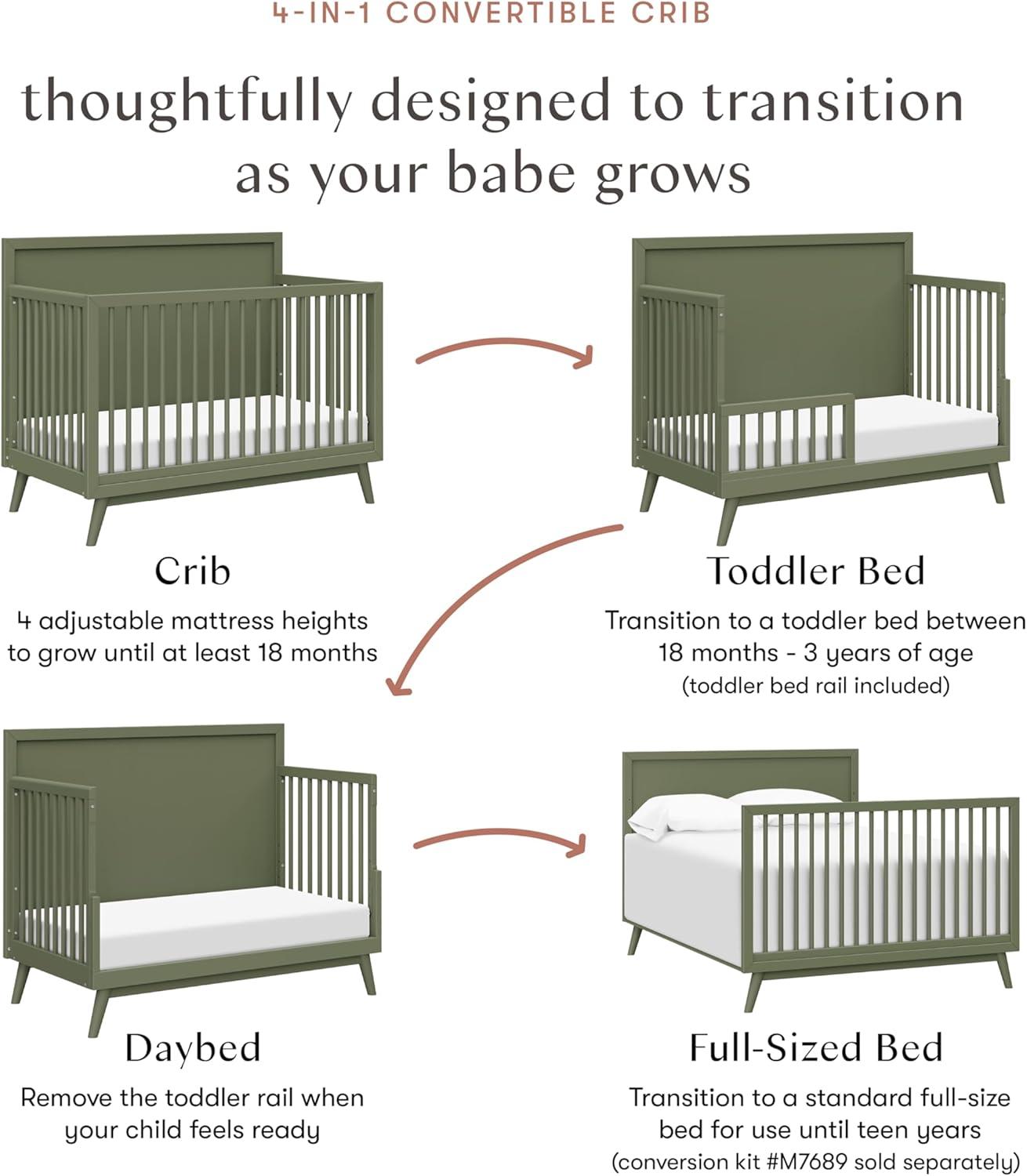 Palma 4-in-1 Convertible Crib with Toddler Bed Conversion Kit