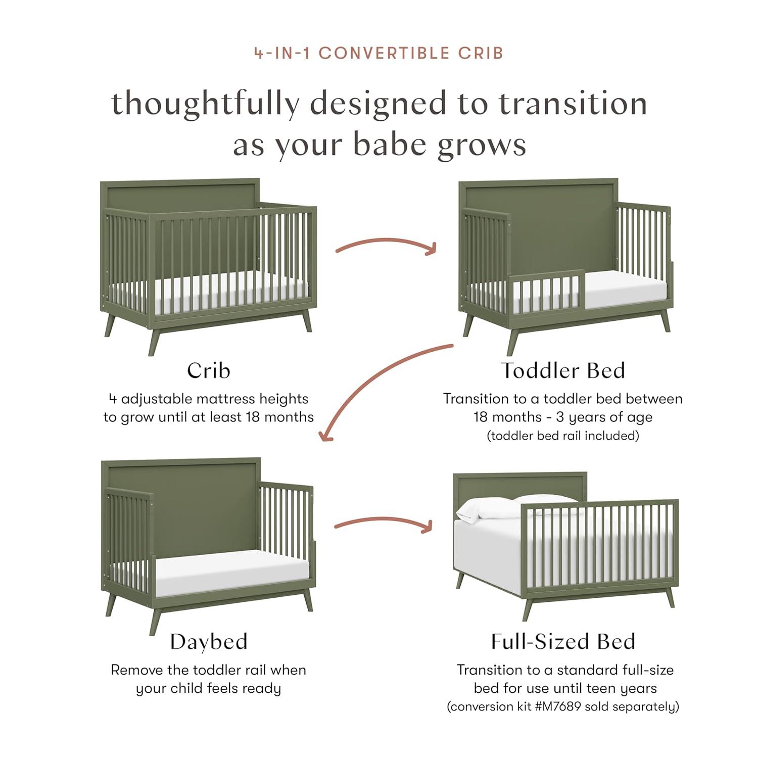 Palma 4-in-1 Convertible Crib with Toddler Bed Conversion Kit