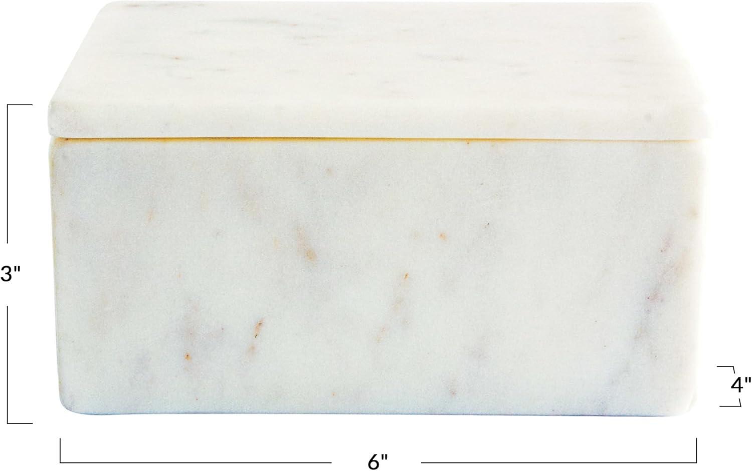 White Rectangular Marble Storage Box with Lid