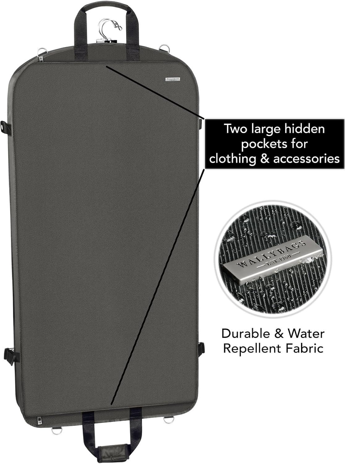 WallyBags 42" Premium Travel Garment Bag With Shoulder Strap, Grey