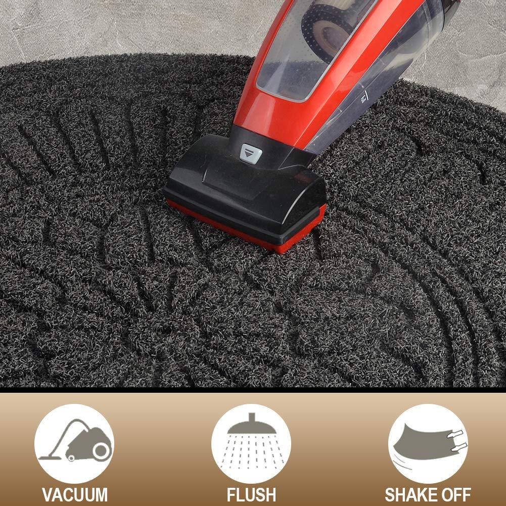 Mibao Door Mat Outdoor Indoor, 23.5" x 35.5", Half Round Door Mats, Non-Slip Front Door Mats Outdoor, Dirt Trapper Welcome Mats for Front Door, Back Door, Shoe Scraper, Black