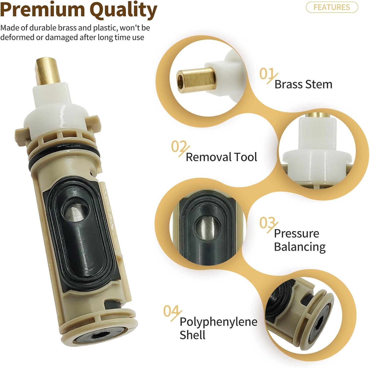 1222 Replacement Cartridge with Moen 104421 Cartridge Puller Removal Tool Retainer Clip Compatible with Moen One-Hanlde Posi Temp 1222B Shower Bathtub Faucet (1222 cartridge +104421 cartridge puller)