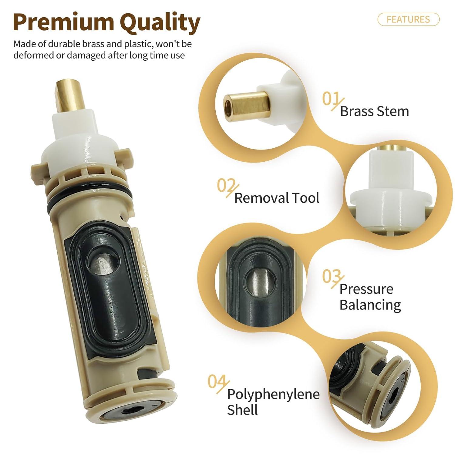 1222 Replacement Cartridge with Moen 104421 Cartridge Puller Removal Tool Retainer Clip Compatible with Moen One-Hanlde Posi Temp 1222B Shower Bathtub Faucet (1222 cartridge +104421 cartridge puller)