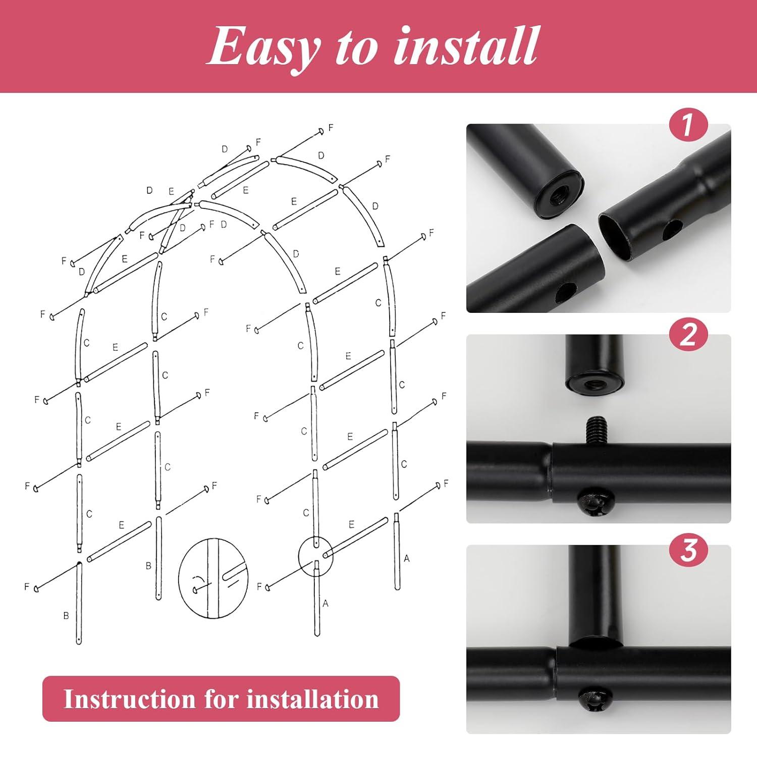 Thickened Tube Garden Arch Trellis - 4.6ft Wide x 7.9ft High or 7.6ft Wide x 6.4ft High - Garden Trellis for Climbing Plants - Stable Garden Arbor, Wedding Arch Decorations, Birthday Party Decoration