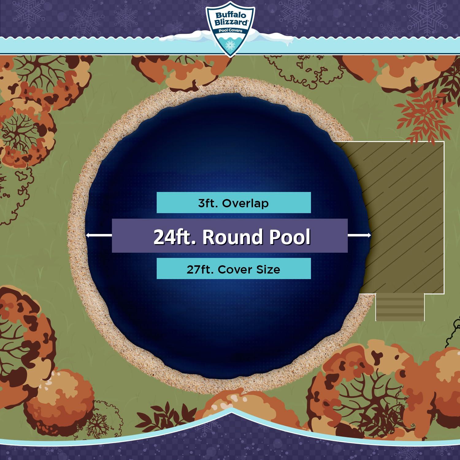 Buffalo Blizzard Economy Blue/Black Round Swimming Pool Winter Cover, 24'