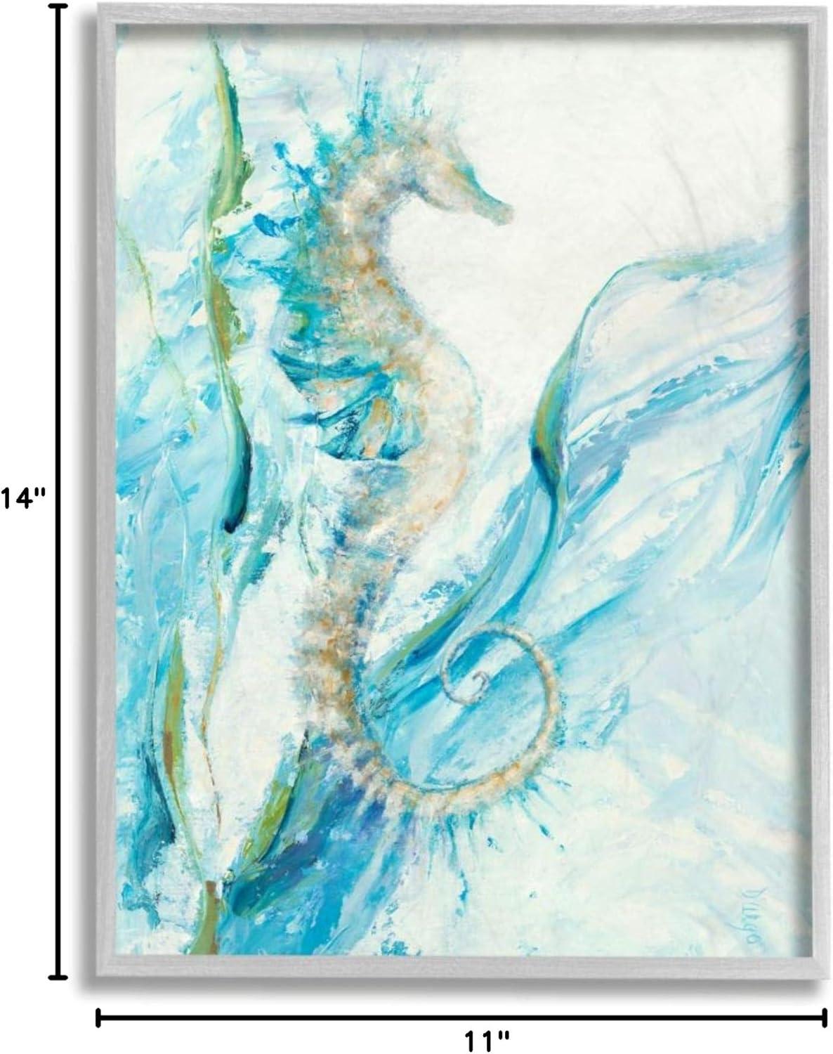 Stupell Industries Nautical Seahorse Blue Fluid Ocean Water Design by Third and Wall