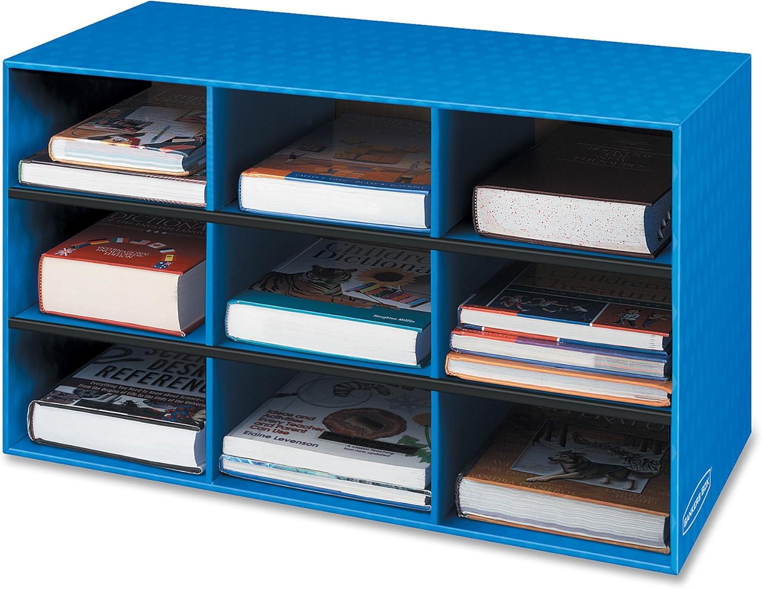 Bankers Box Classroom Literature Sorter, 9 Compartments, Blue, 28.25" x 13" x 16"