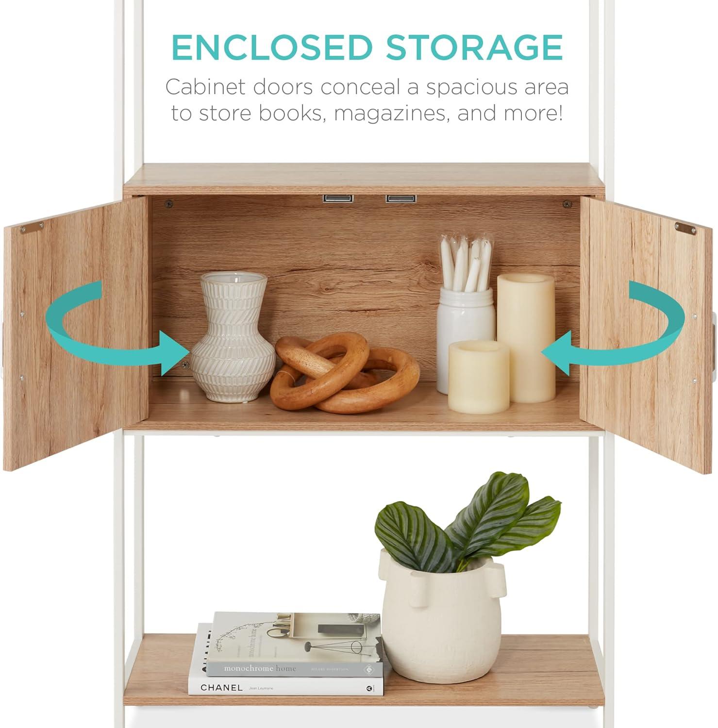 Best Choice Products Storage Bookshelf for Living Room, Walkway w/ Enclosed Cabinet, Elevated Design