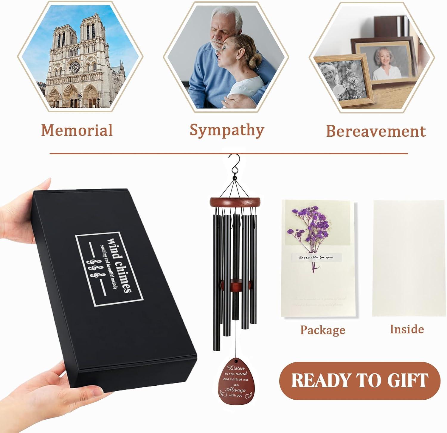 Sympathy Gifts for Loss of Loved One 32" Memorial Wind Chimes for Loss of Loved One Bereavement Condolence Gifts Sympathy Windchimes Memory Wind Chime with Memorial Card