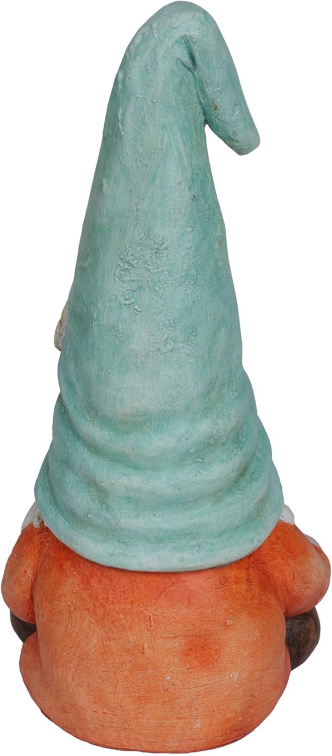 Alpine Corporation Gnome With Turquoise Hat Reading Book Décor: Ceramic Statue, Mythical Charm, Indoor/Outdoor Use