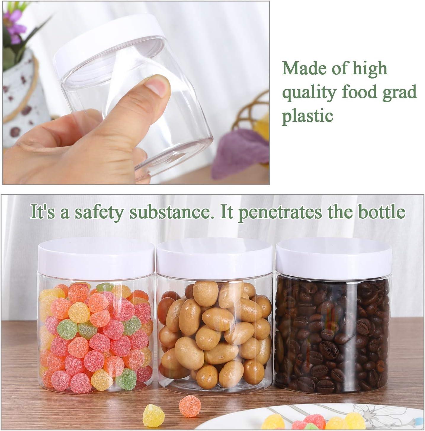 24Pack 8oz Plastic Jar Storage Container with White Lids Airtight Clear Wide-mouth Slime Storage Jars for Cosmetic Cream Light Clay