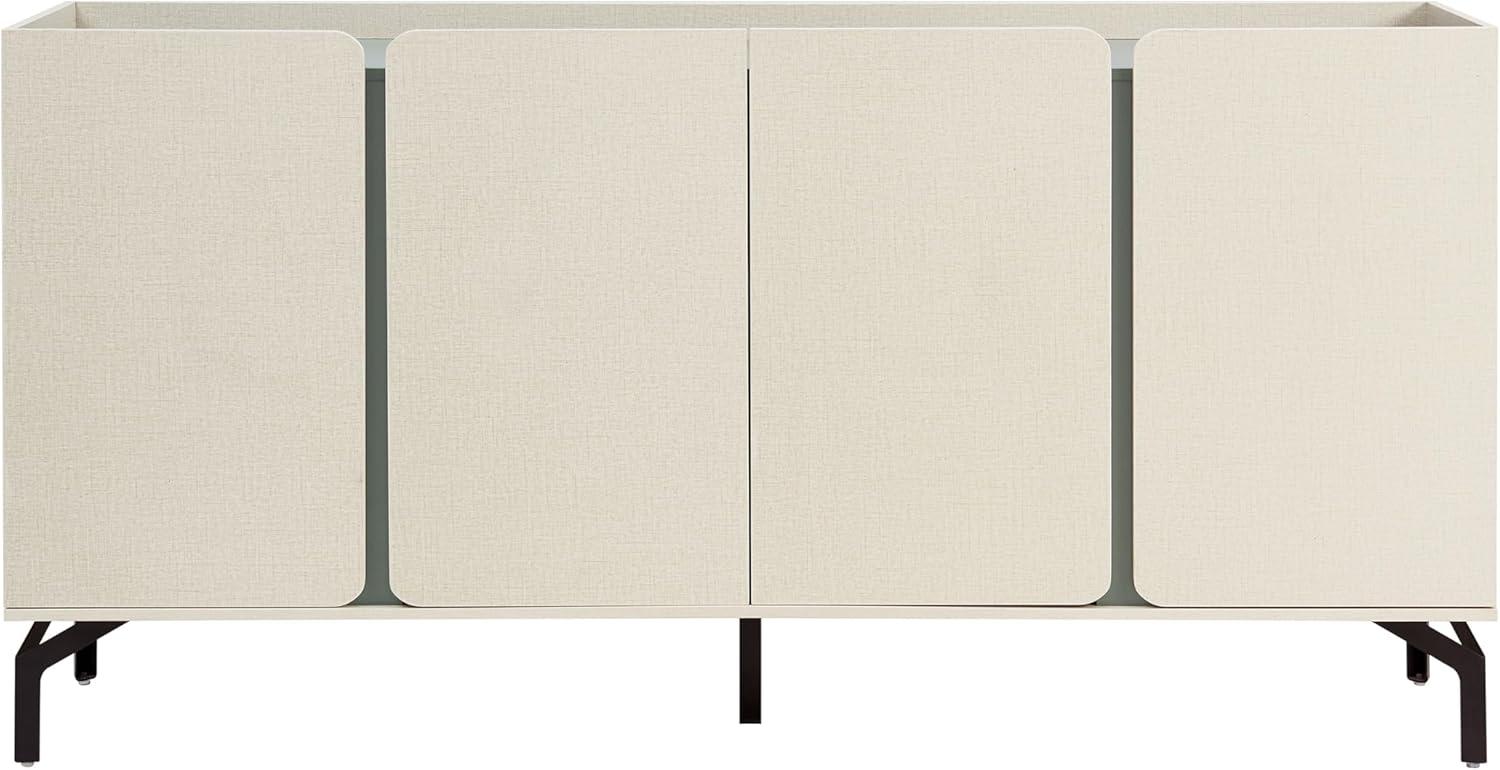 Cream Weave & Sage Green Modern Sideboard Buffet with Metal Legs