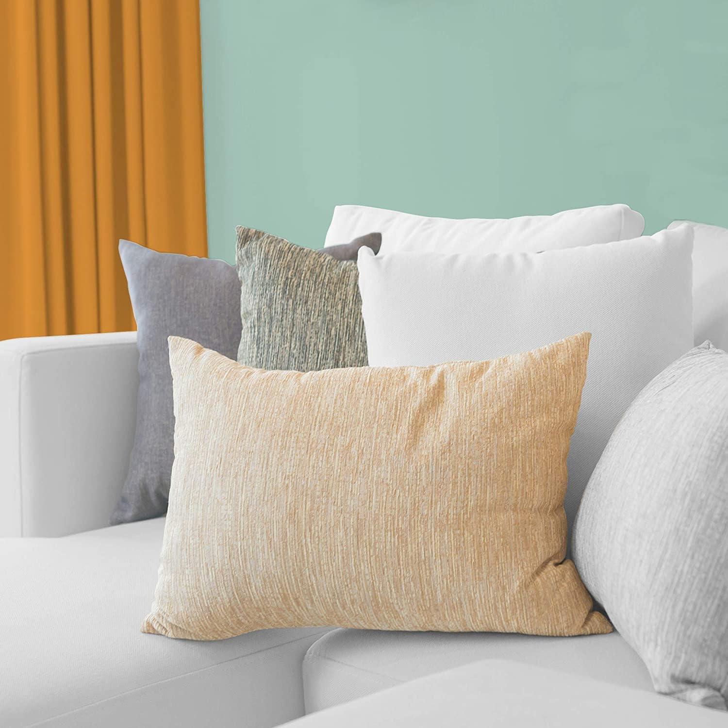 White Polyester 12x20 Lumbar Throw Pillow Inserts Set of 4