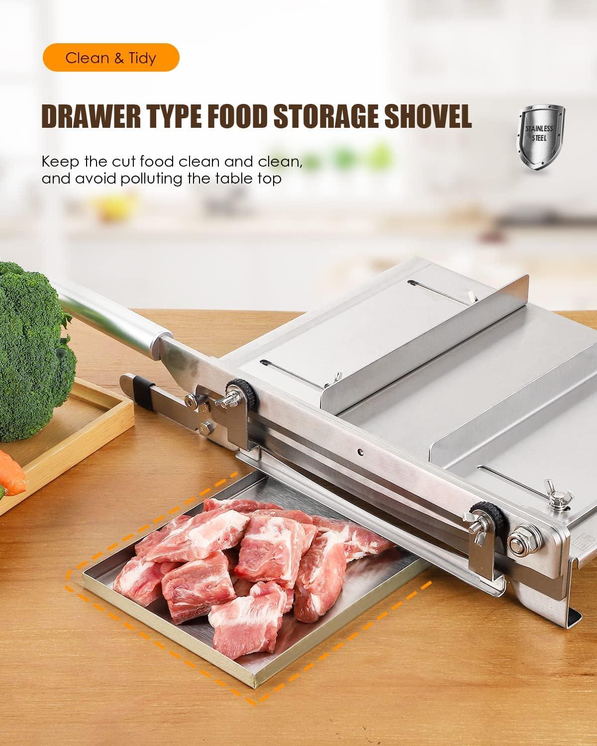 CGOLDENWALL Upgraded Manual Ribs Meat Chopper Slicer Stainless Steel Small Bone Meat Cutter Beef Mutton Household Vegetable Food Slicer Slicing Machine for Home Cooking