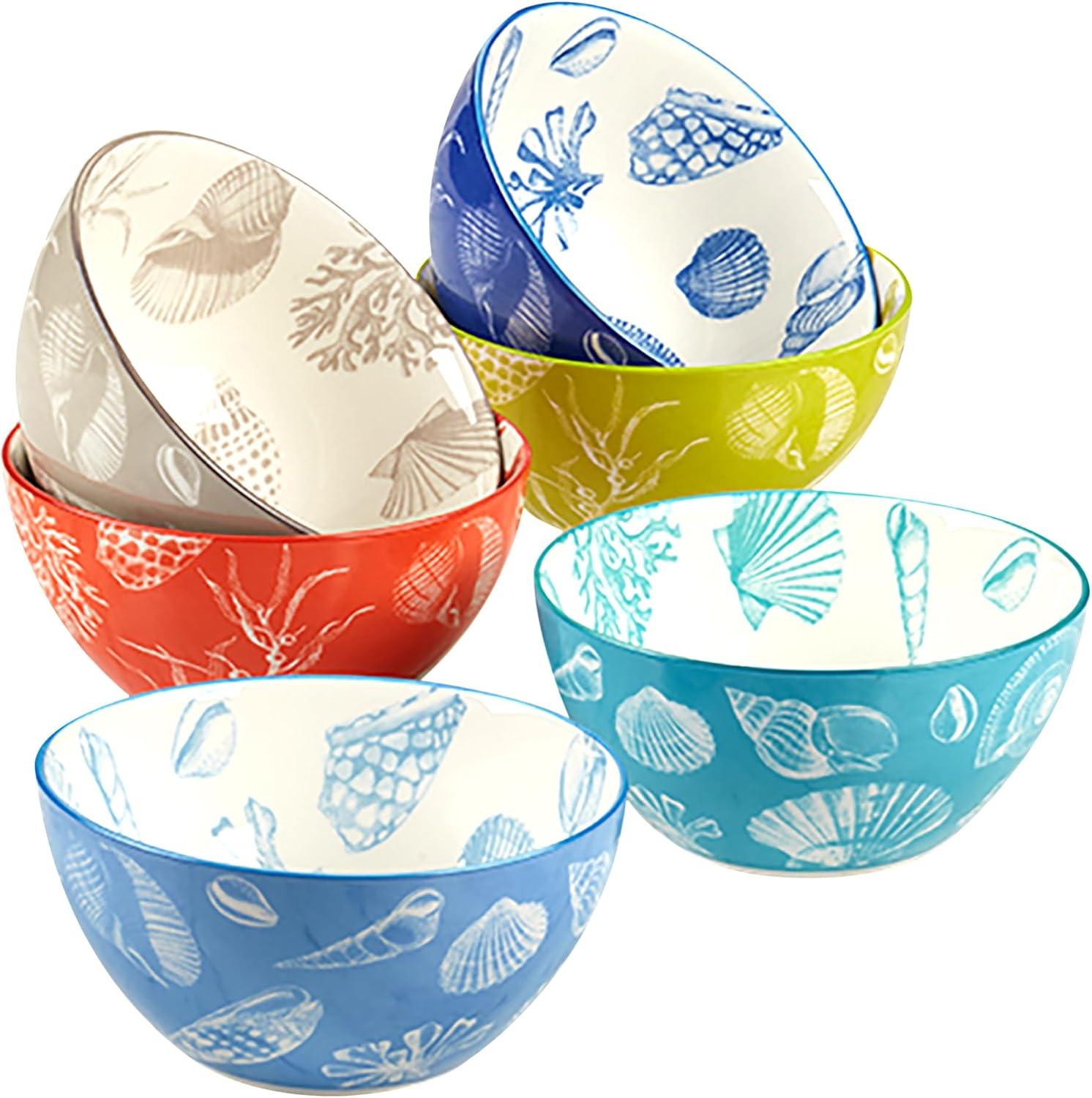 Seaside Set of 6All Purpose Bowl 4.75in 6 asst 4.75in Diam x 2.25in 13oz