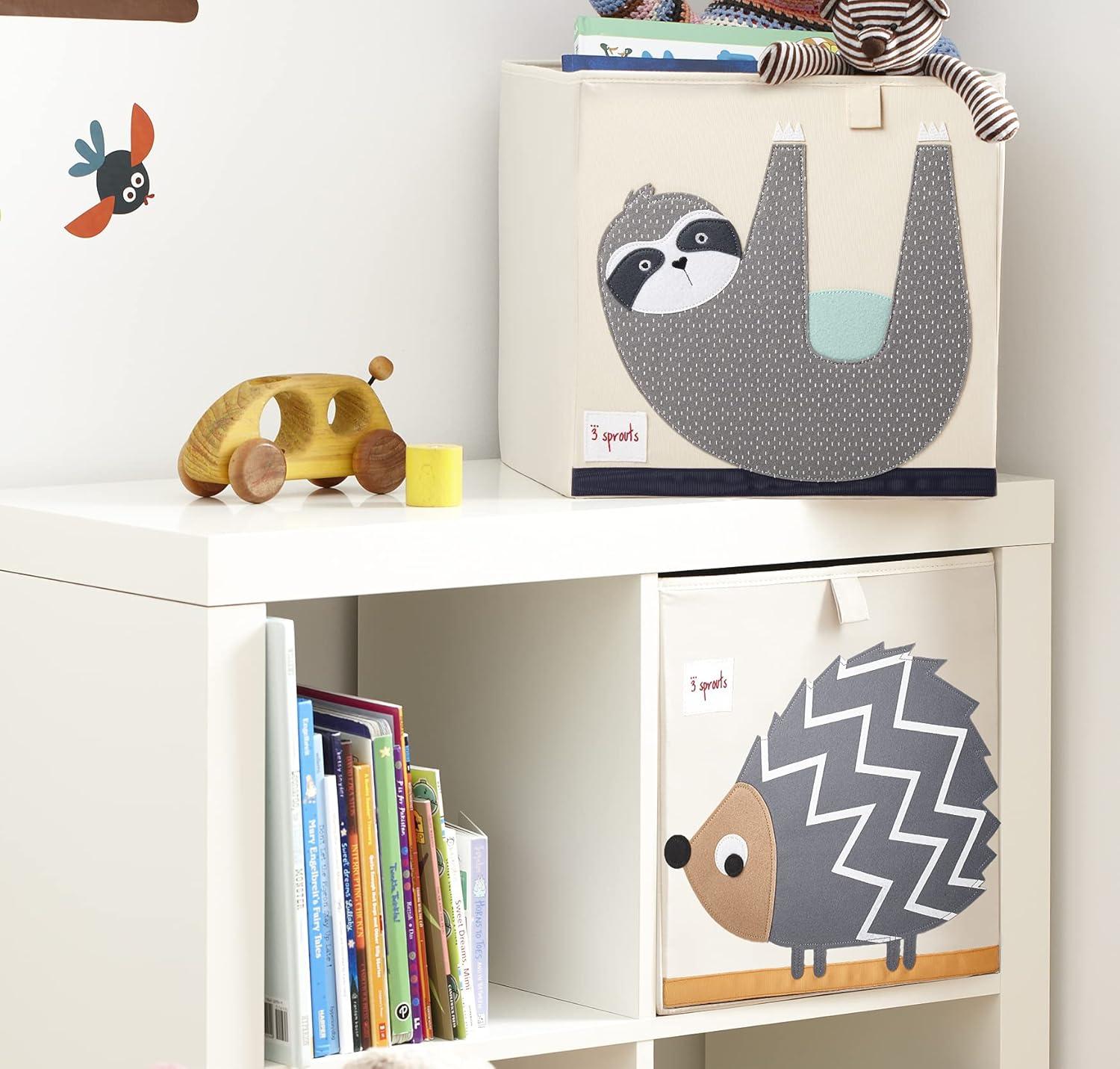 Sloth Beige and Gray Fabric Foldable Storage Cube