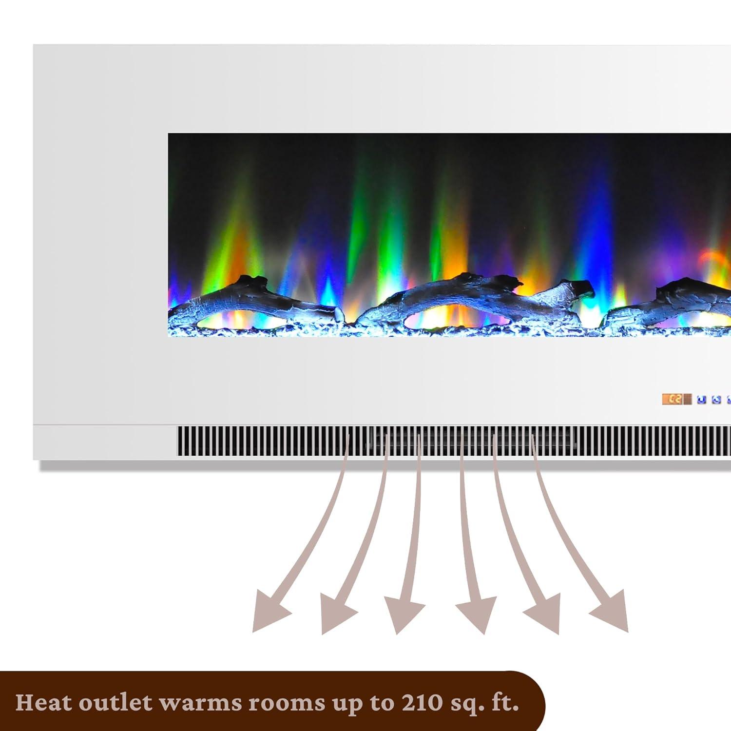 Cambridge Cambridge Wall Mount Electric Fireplace Heater with Remote Control for Indoor Use in Living Room, Bedroom, Home Office