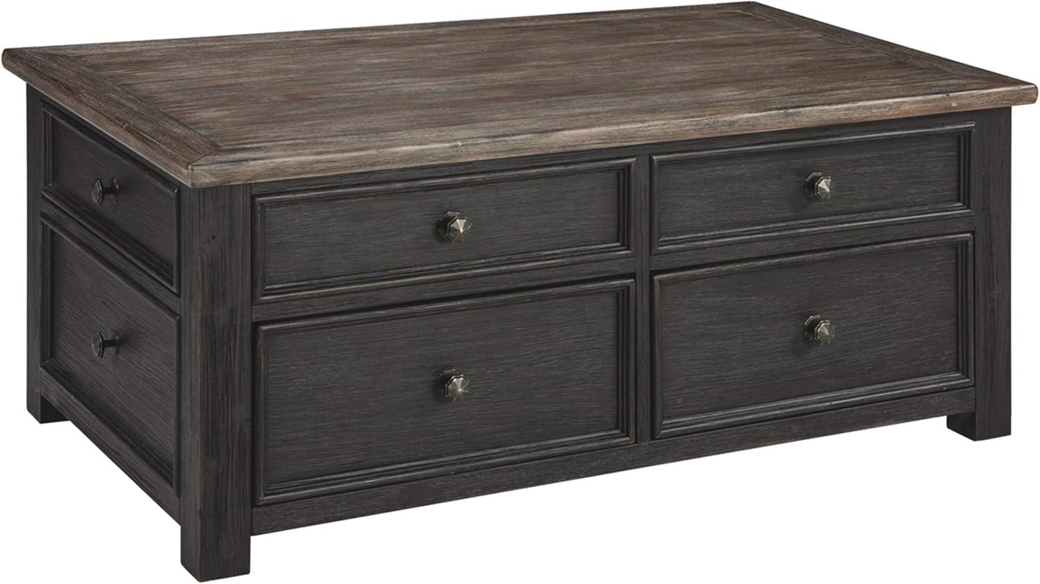 Contemporary Black/Brown Wood Lift-Top Coffee Table with Storage