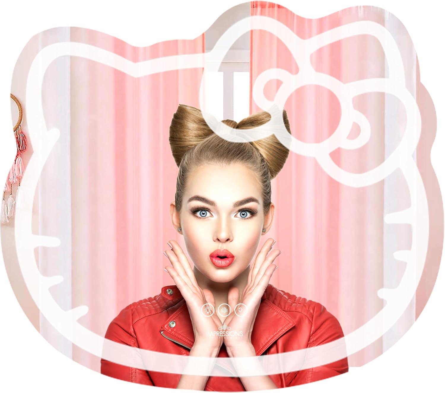 IMPRESSIONS VANITY · COMPANY Hello Kitty Wall Mirror with Wi-Fi, Smart Touch Sensitive Makeup Vanity Mirror with App Controller