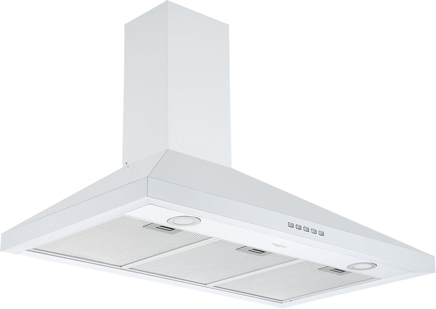 36" White Stainless Steel Convertible Wall-Mounted Range Hood