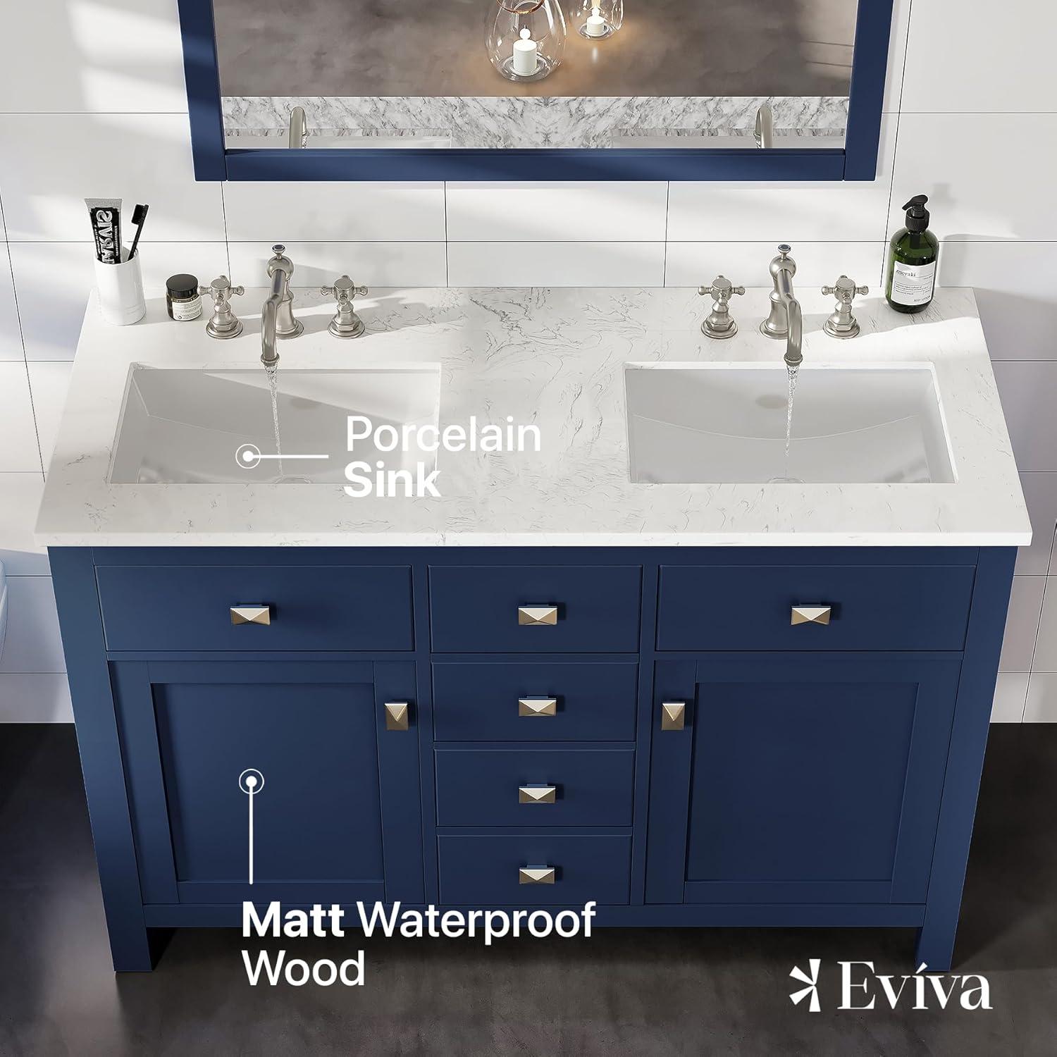 Lark Manor™ Odilion 60'' Double Bathroom Vanity with Engineered Top