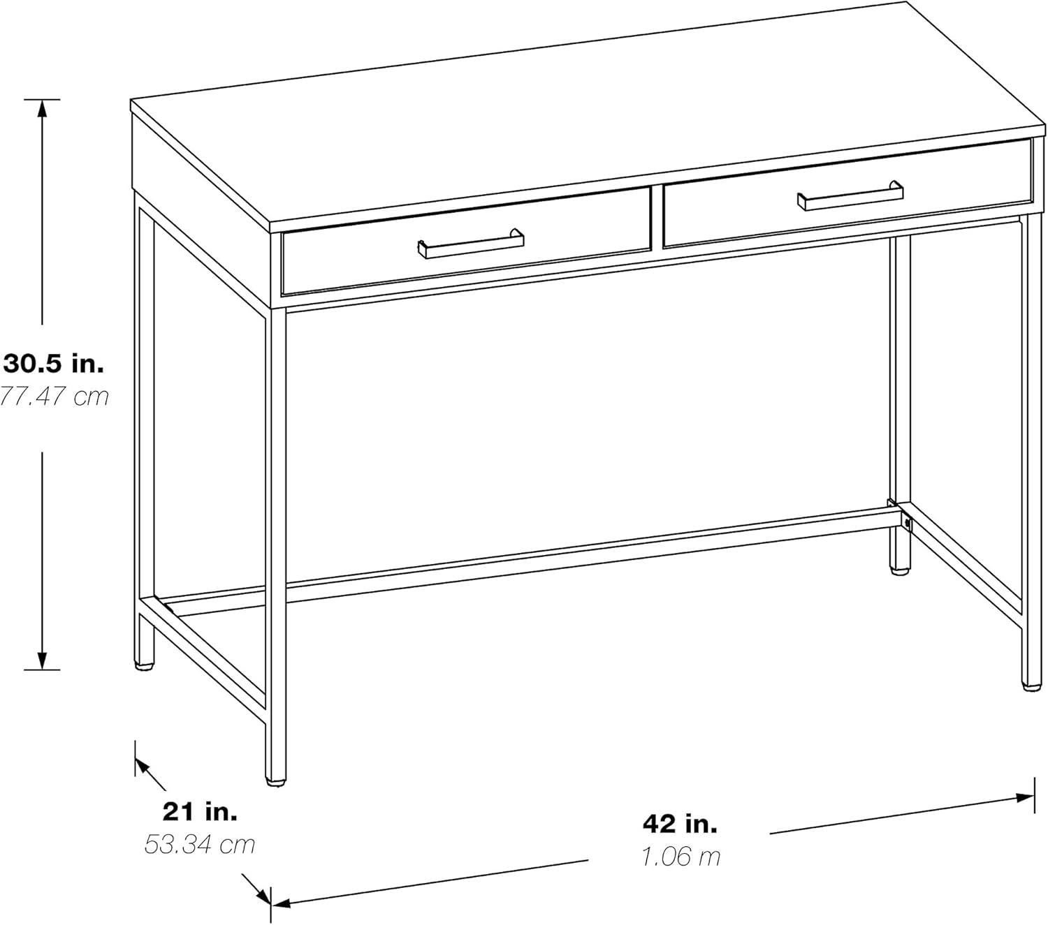 Chic White Gloss 46" Writing Desk with Gold Chrome Legs