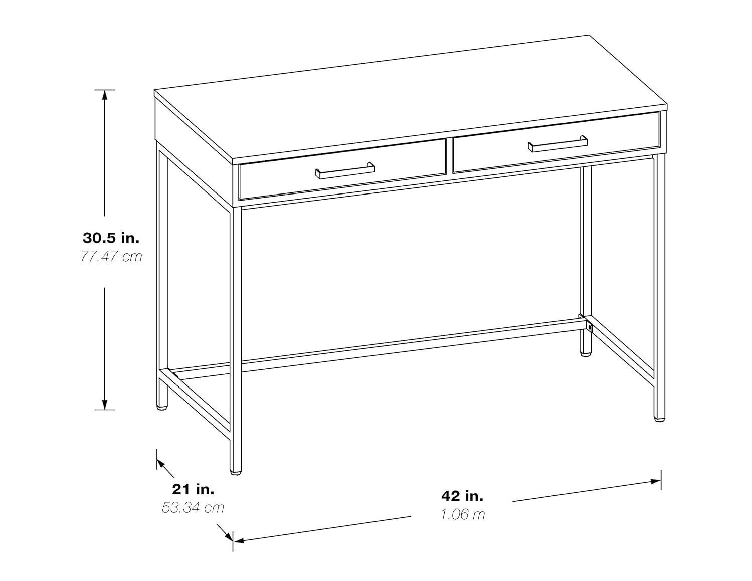 Alios Desk with Black Gloss Finish and Rose Gold Metal Frame
