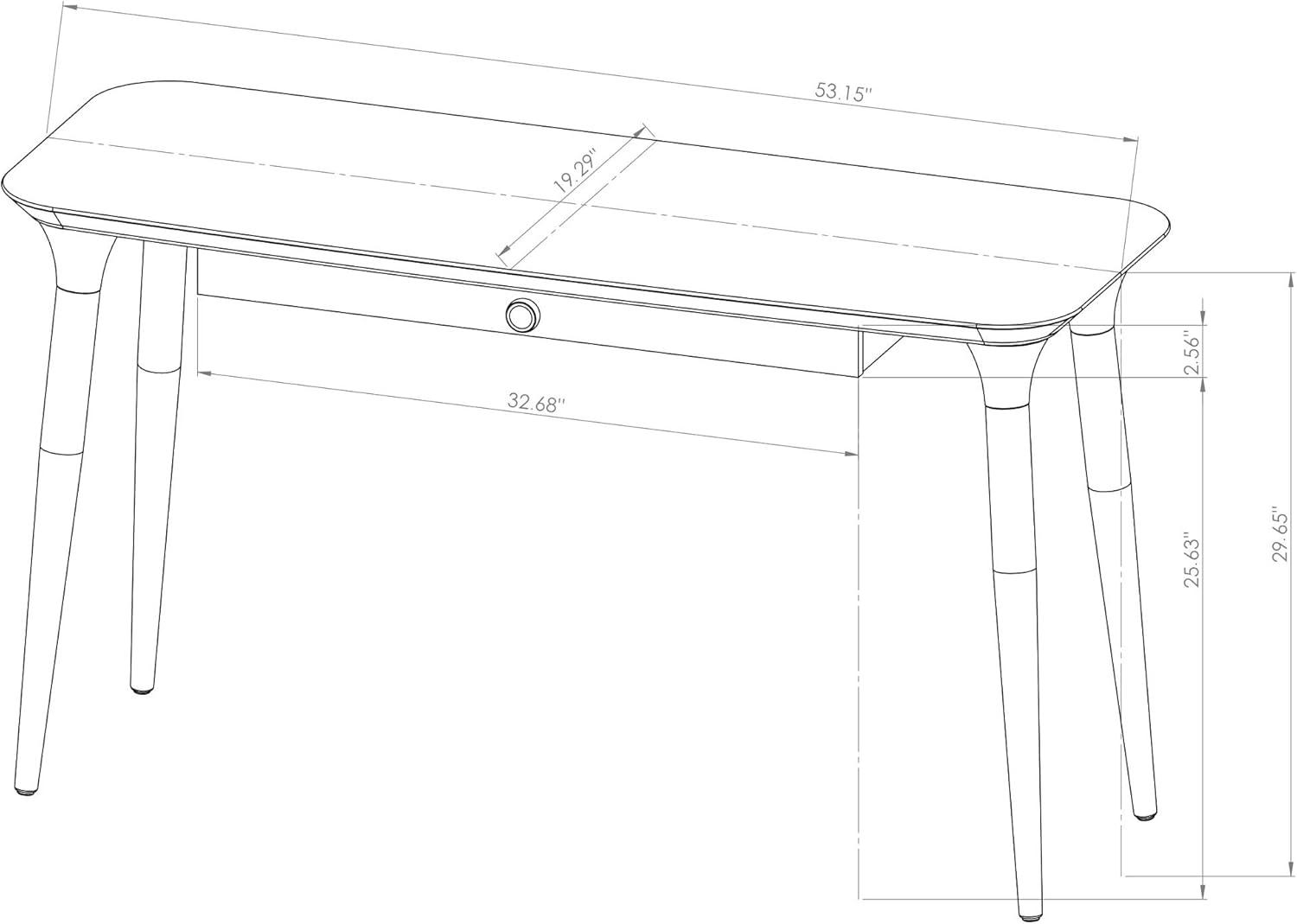 Scandinavian Off-White & Cinnamon Wood Desk with Tech Organizer Drawer