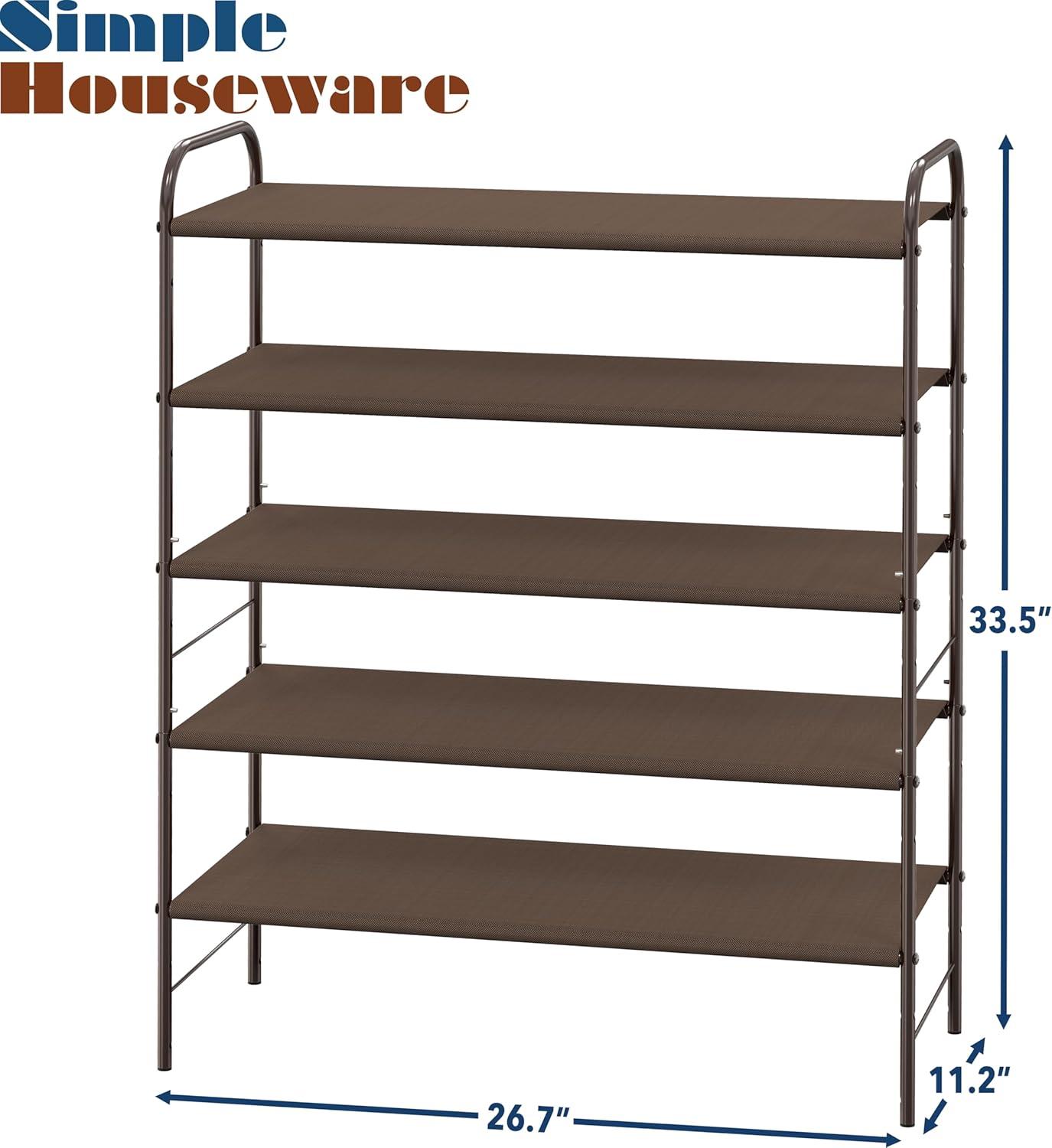 Simple Houseware 5-Tier Shoe Rack Storage Organizer, Brown